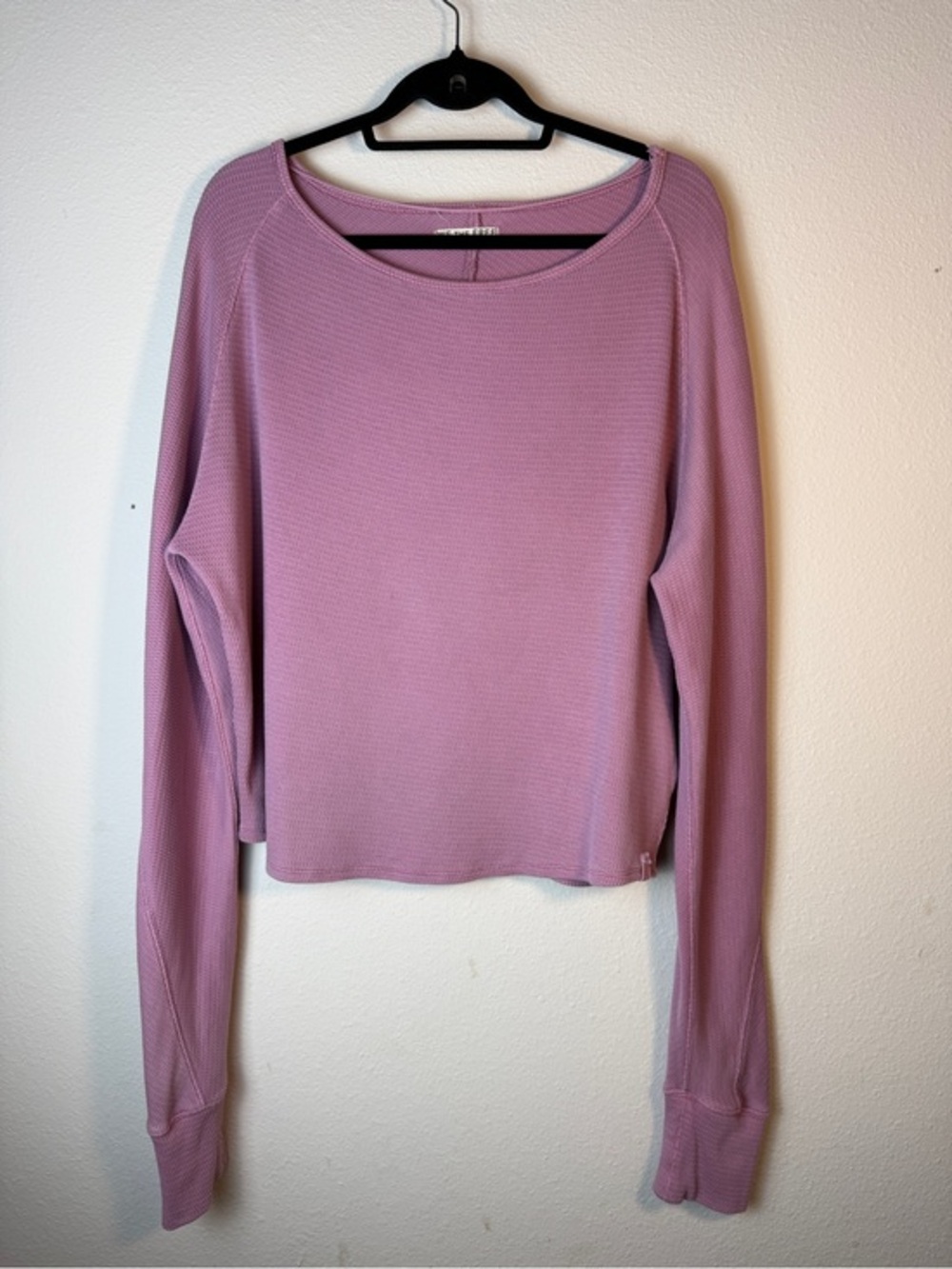 We The Free Top Size L Mauve Pink Waffle Knit Long Sleeve Oversized